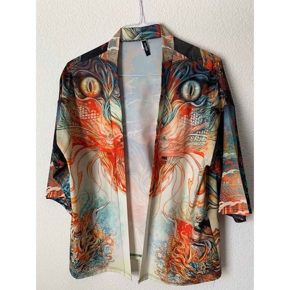 Kimono Open Covering Dragon Pattern (Large).
